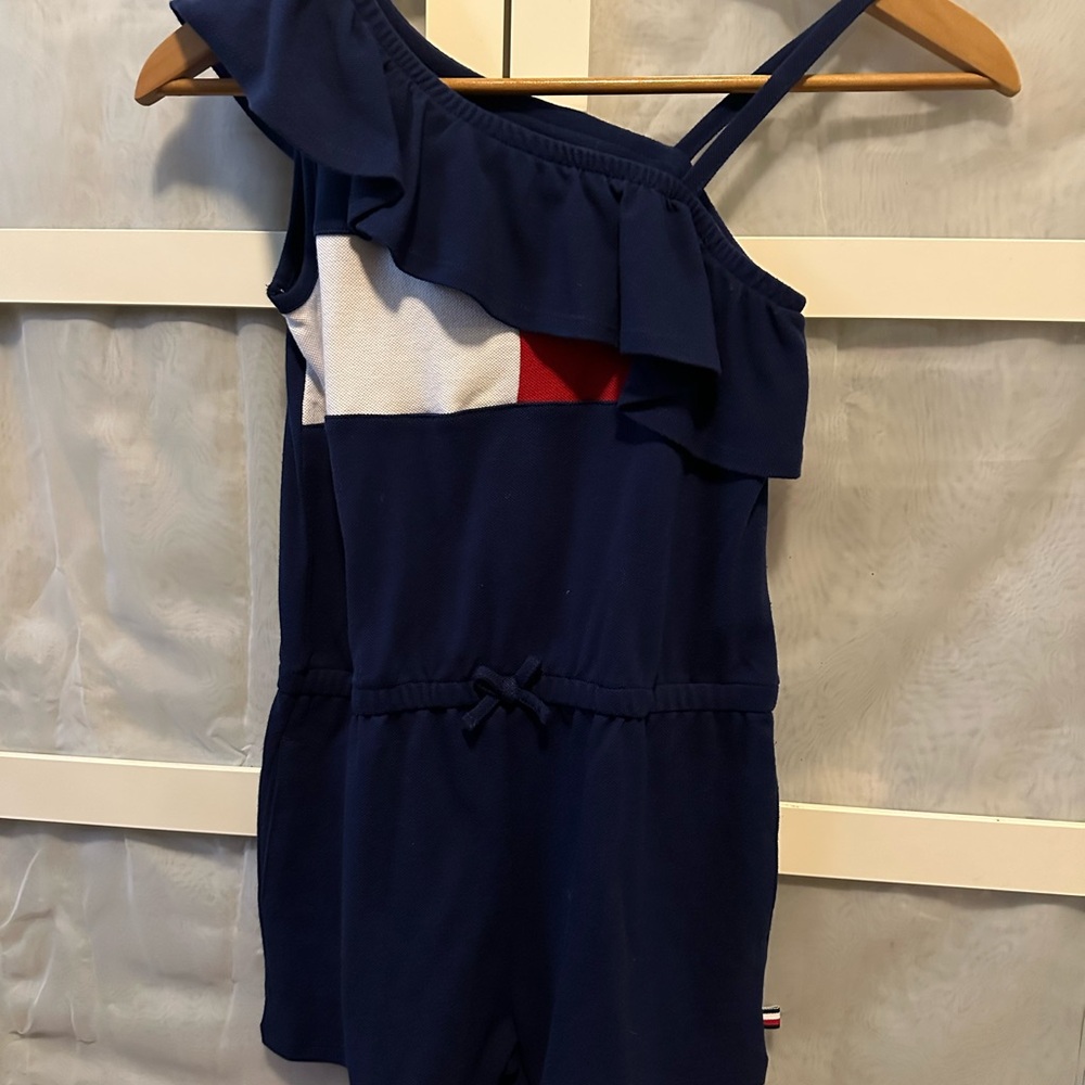 Tommy Hilfiger Navy Blue Kids Romper with Ruffle